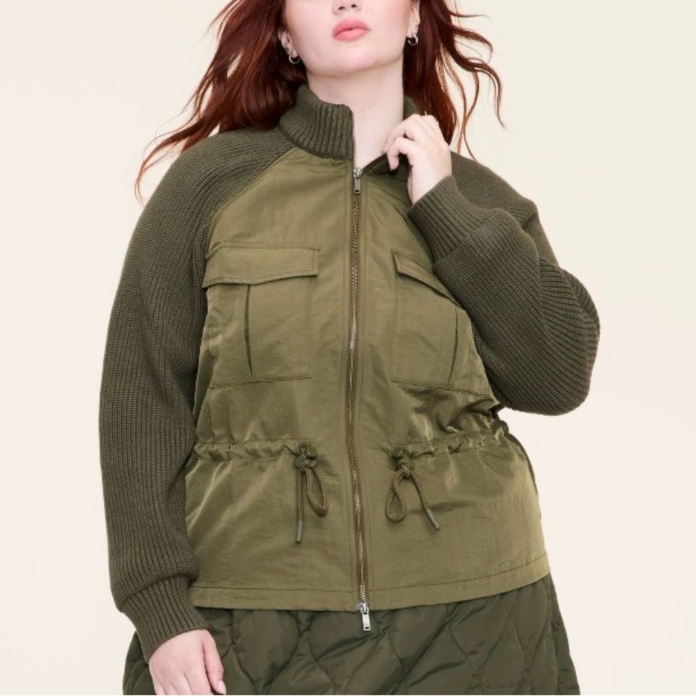 NWT Woolrich x Target sz1X olive green sweater sleeve cinch waist jacket…